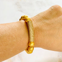 Load image into Gallery viewer, London Lane Dubai Gold Bead CZ Bracelet