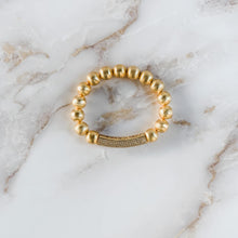 Load image into Gallery viewer, London Lane Dubai Gold Bead CZ Bracelet
