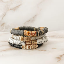 Load image into Gallery viewer, London Lane Greystone Heishi Bracelet Stack Set
