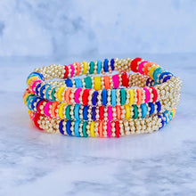 Load image into Gallery viewer, London Lane Daisy Rainbow Heishi Bracelet 6mm