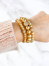 Load image into Gallery viewer, London Lane El Dorado Gold Ball and CZ Bracelet Set