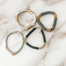Load image into Gallery viewer, London Lane Greystone Heishi Bracelet Stack Set