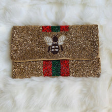 Load image into Gallery viewer, London Lane Queen Bee Beaded Clutch Handbag