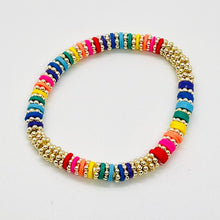 Load image into Gallery viewer, London Lane Daisy Rainbow Heishi Bracelet 6mm