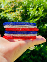 Load image into Gallery viewer, London Lane Red, White and Blue Sparkle Bangle Set