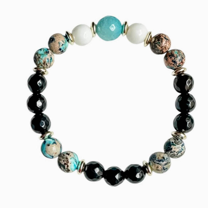 London Lane Blue Jasper Onyx Jade Bracelet