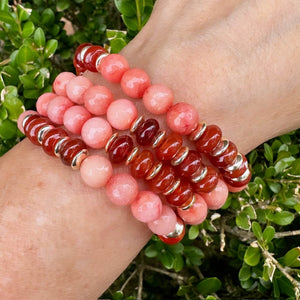 London Lane Pumpkin Jade and Carnelian Gemstone Bracelet