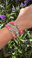 Load image into Gallery viewer, London Lane Butterfly or Flower Charm Beaded Gemstone Bracelet