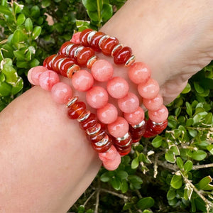 London Lane Pumpkin Jade and Carnelian Gemstone Bracelet