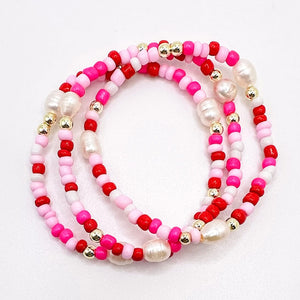London Lane Valentine Dots Bracelet Set