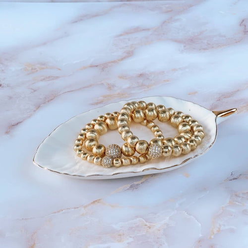 London Lane El Dorado Gold Ball and CZ Bracelet Set