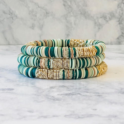 London Lane Evergreen  Camo Heishi Bracelet 8mm