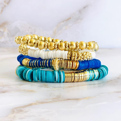 London Lane Jersey Shore Heishi Bracelet Stack