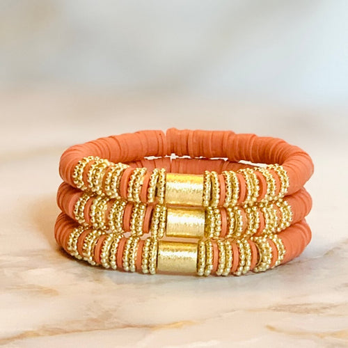 London Lane Fall Harvest Pumpkin Heishi Bracelet
