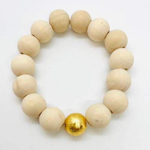 London Lane Beach Pebble Wood Bracelet Set