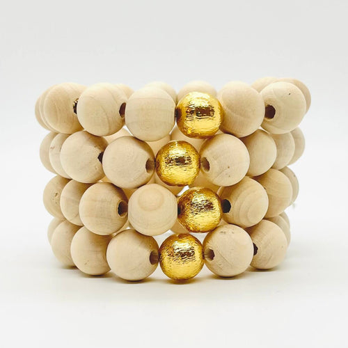 London Lane Beach Pebble Wood Bracelet