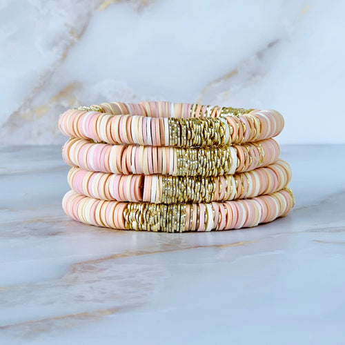London Lane Champagne Camo 8mm Heishi Bracelet