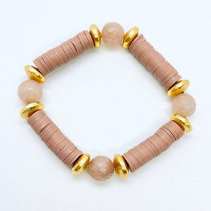 London Lane Cozy Jades Heishi Bracelet