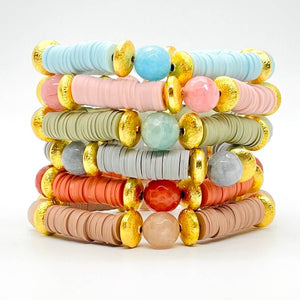 London Lane Cozy Jades Heishi Bracelet