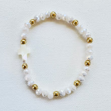 Load image into Gallery viewer, London Lane Mother of Pearl Cross Bracelet