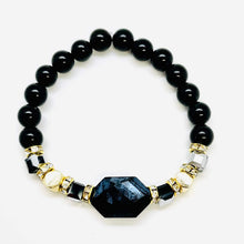 Load image into Gallery viewer, London Lane Crystal Dreams Black Onynx Bracelet