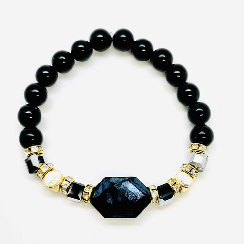 London Lane Crystal Dreams Black Onynx Bracelet