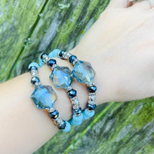 Load image into Gallery viewer, London Lane Crystal Dreams Cream Blue Turquoise Bracelet