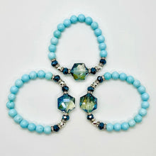 Load image into Gallery viewer, London Lane Crystal Dreams Cream Blue Turquoise Bracelet