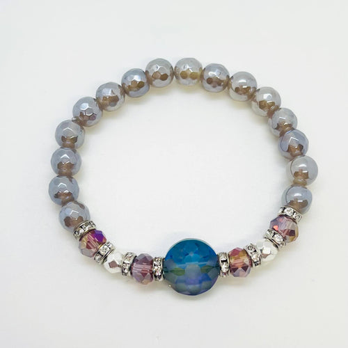 London Lane Crystal Dreams Mystic Grey Agate  Bracelet