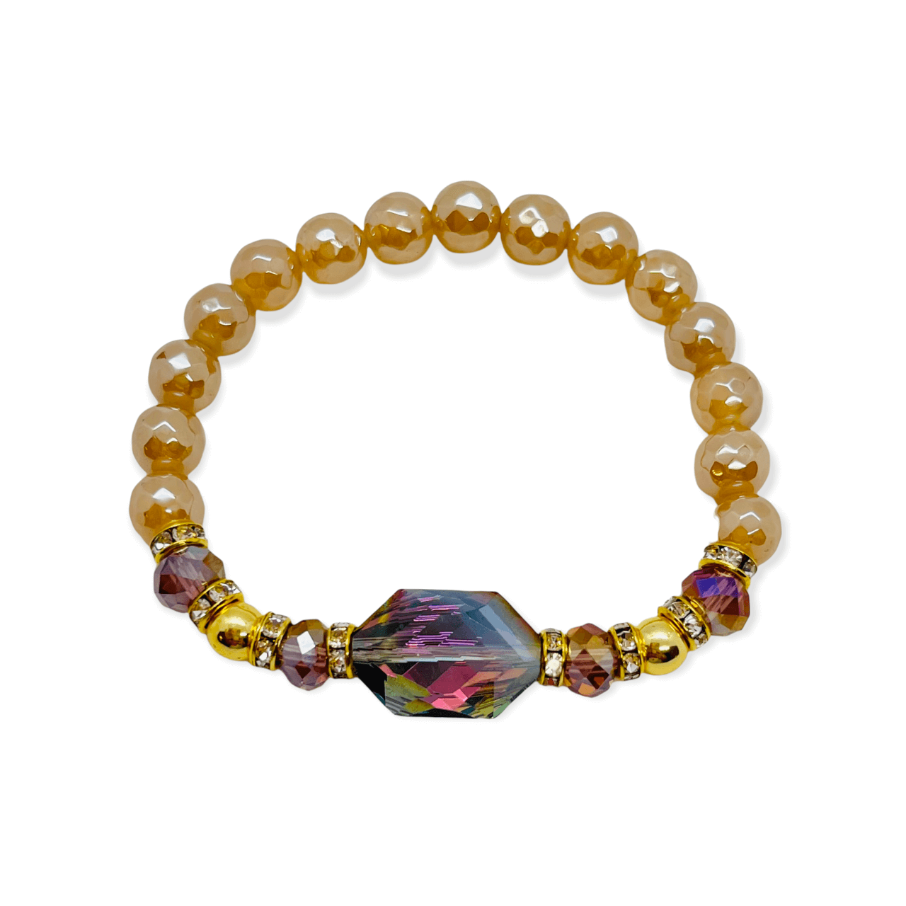 London Lane Crystal Dreams Golden Mystic Agate Bracelet