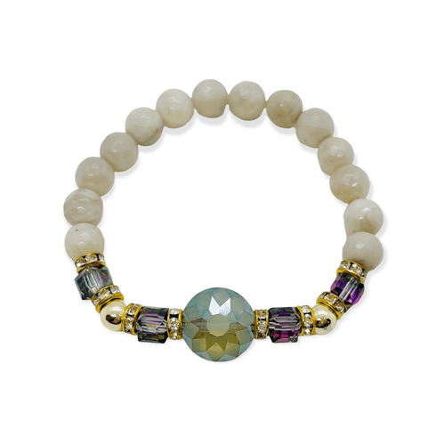 London Lane Crystal Dreams Mystic White Agate Bracelet