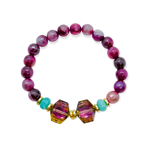 London Lane Crystal Dreams Plum Mystic Agate Bracelet
