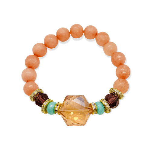 London Lane Crystal Dreams Pumpkin Latte Jade Bracelet