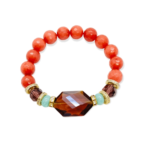 London Lane Crystal Dreams Pumpkin Spice Jade Bracelet
