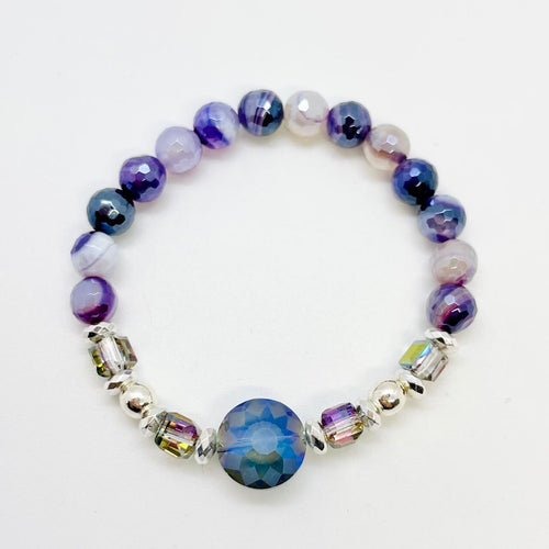 London Lane Crystal Dreams Mystic Purple Agate Bracelet