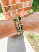 Load image into Gallery viewer, London Lane Evergreen Camo Heishi Bracelet Stack