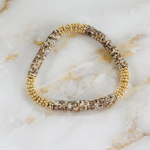 London Lane Granite Gold Heishi Bracelet