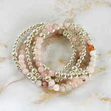 Load image into Gallery viewer, London Lane Jade Pink and Silver Hematite Bracelet Set