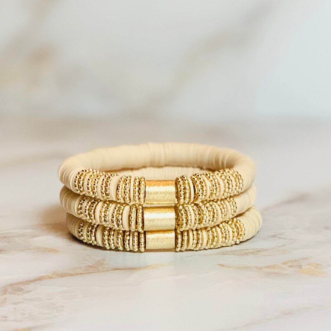 London Lane Fall Harvest Latte Heishi Bracelet