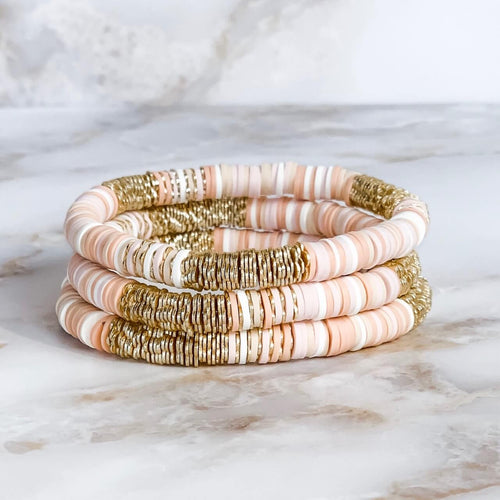 London Lane Champagne Camo 6mm Heishi Bracelet