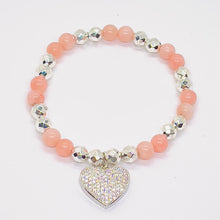 Load image into Gallery viewer, London Lane Pink Dream Pave Heart Charm Bracelet