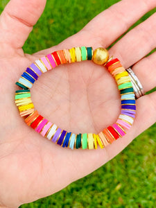 London Lane Rainbow Crush Heishi Bracelet