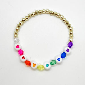 London Lane Rainbow Hearts Bracelet