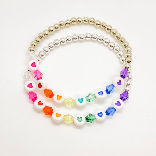 London Lane Rainbow Hearts Bracelet