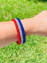 Load image into Gallery viewer, London Lane Red, White and Blue Sparkle Bangle Set