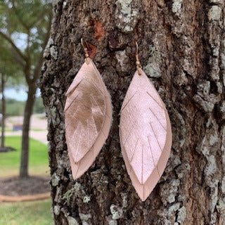 Rose Gold Leather Earrings