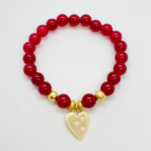 Load image into Gallery viewer, London Lane Three Star Heart Gemstone Bracelet