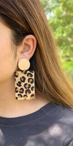 Square Leopard dangle earring