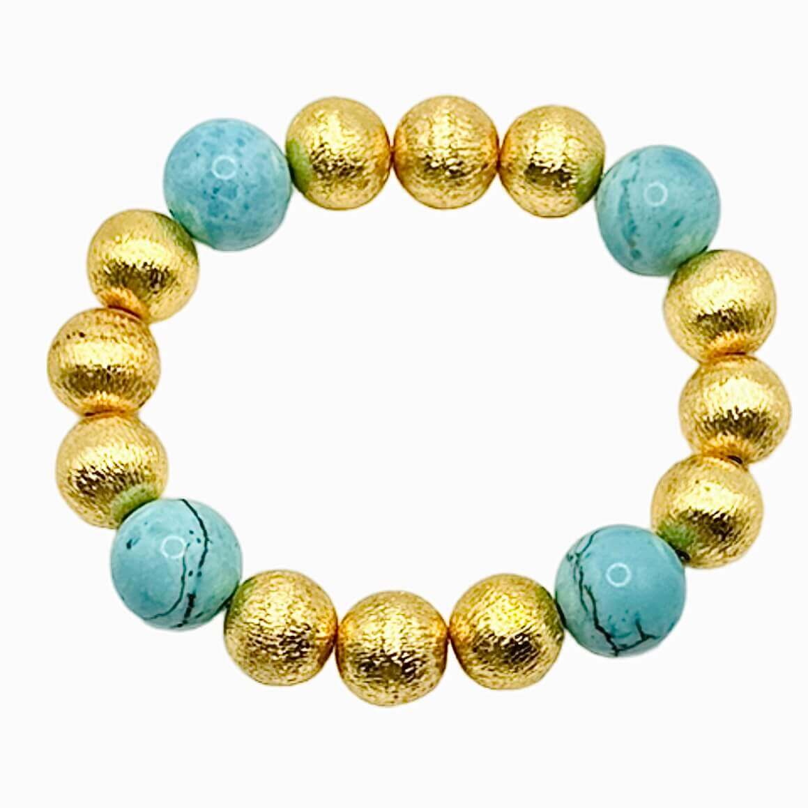 London Lane  Turquoise Gold Ball  Bracelet