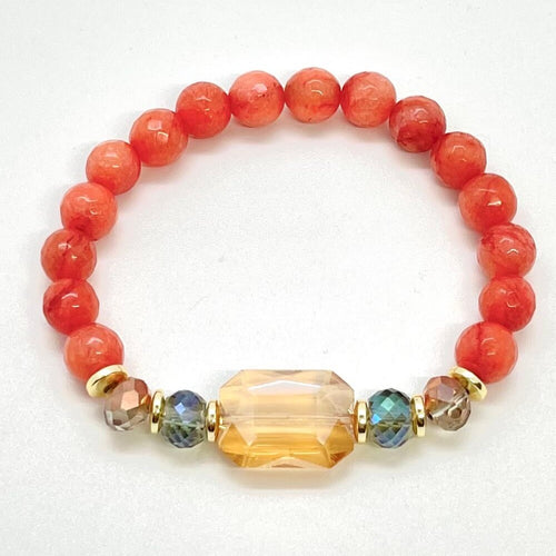 London Lane Crystal Dreams Pumpkin Spice Agate Bracelet